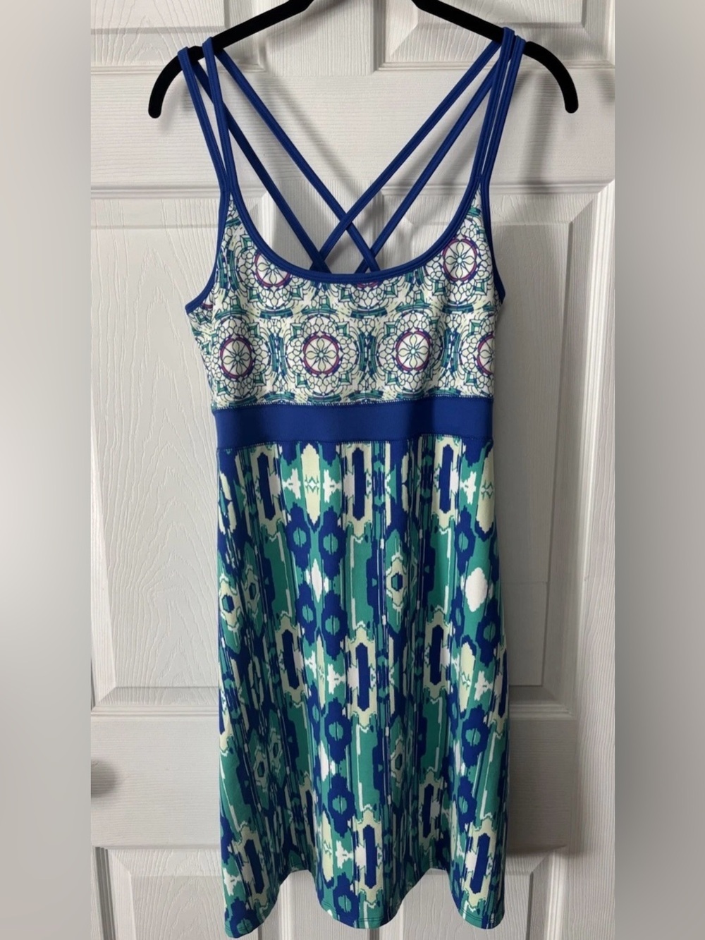 Lola By AFG Abstract Print Blue Athletic Dress Size Lg Tennis Pickleball Bra